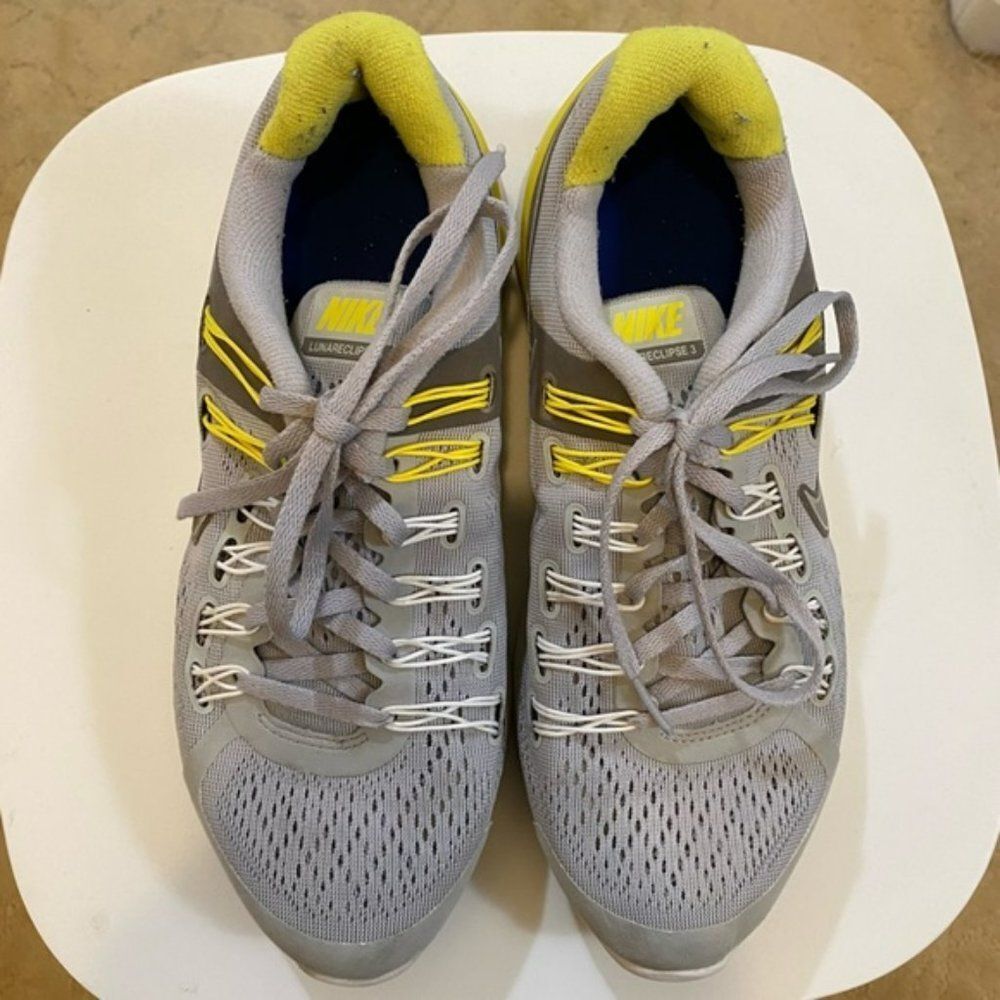 Womens Nike Lunareclipse 3 Running SZ 8.5 Grey Yellow White Sneakers Shoes 2012